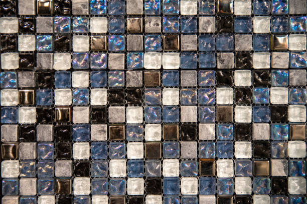 istock Glass silver and blue mosaic background texture 2189273693