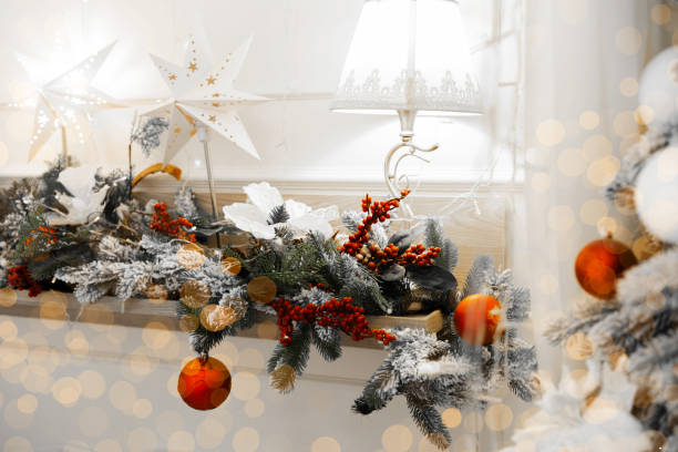istock Festive winter decor with Christmas tree ornaments and decorations 2189281008