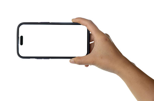 istock Hands holding smartphone isolated on white background, clipping path 2189296280