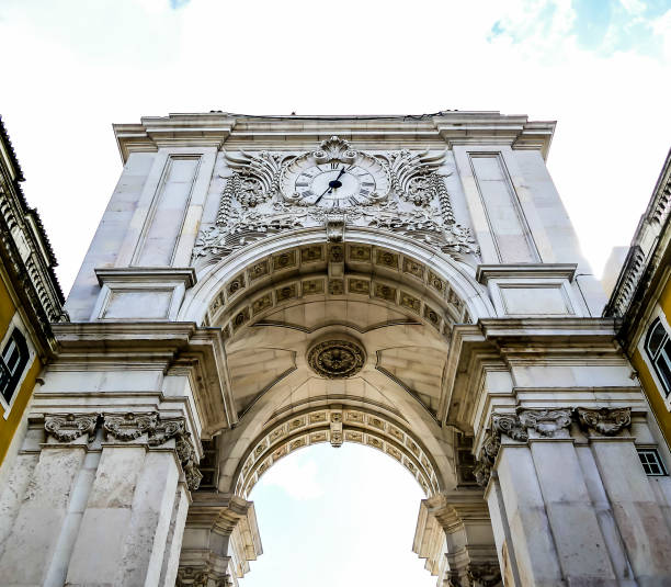 istock The archway is white and has a clock on it 2189296815