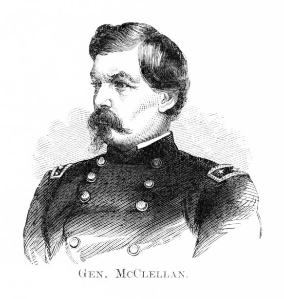 george mcclellan tábornok portréja, amerikai polgárháború, 19. századi amerikai történelem - american civil rights movement témájú stock illusztrációk