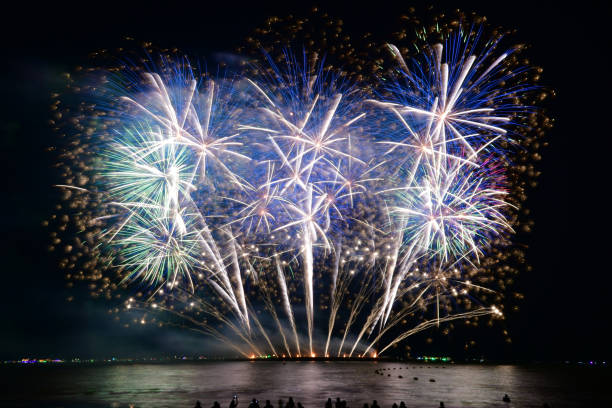 istock Colorful fireworks celebration and the midnight sky background. 2189307835