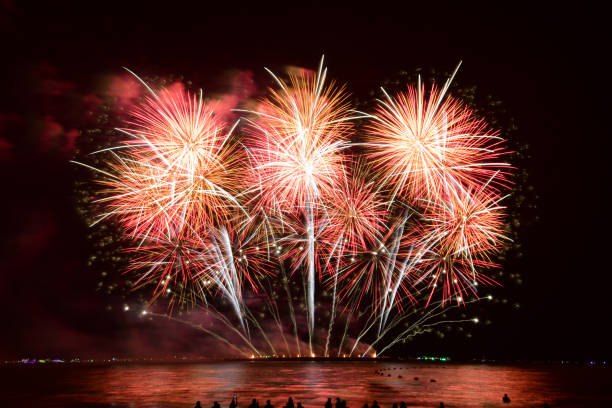 istock Colorful fireworks celebration and the midnight sky background. 2189307837