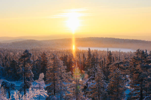 istock Sunset in Lapland Finland, winter 2189321745