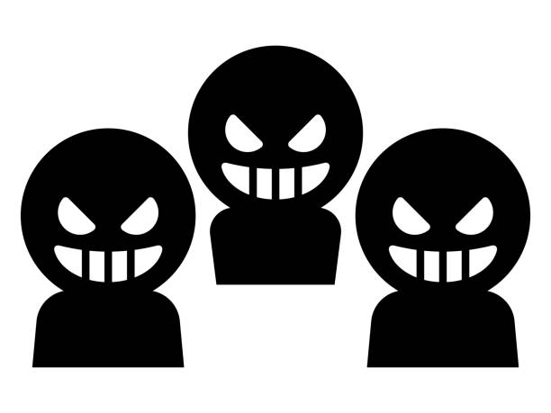 ilustrații de stoc cu ilustrație vectorială simplă a unei bande criminale - personaj negativ
