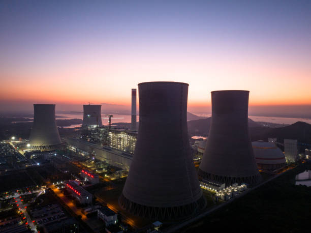 istock Thermal power plant at sunset, modern concept 2189328436