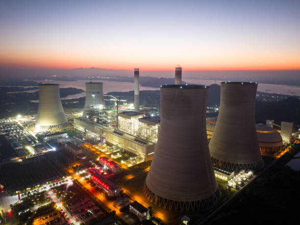 istock Thermal power plant at sunset, modern concept 2189328447