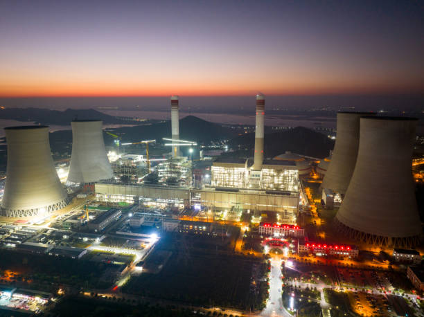 istock Thermal power plant at sunset, modern concept 2189328448