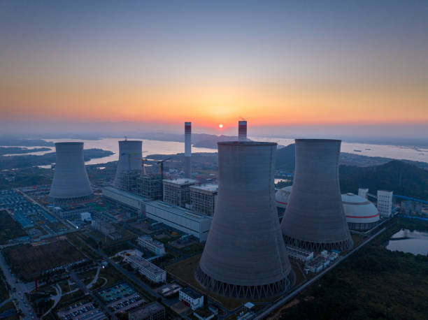 istock Thermal power plant at sunset, modern concept 2189328450