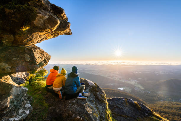 People watching the sunrise panorama from Boroka Lookout
