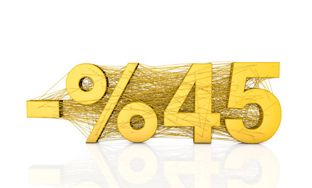 istock Golden 45% discount text isolated on white 2189334122
