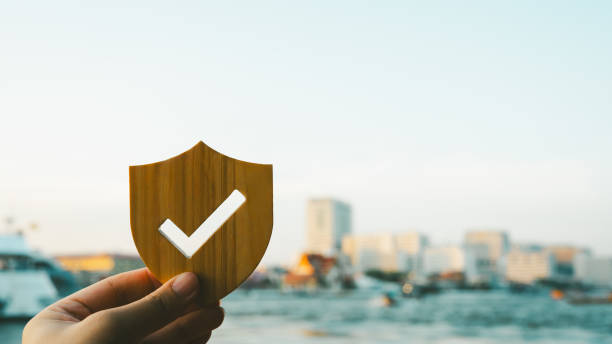 istock Shield icon. Housing insurance against impending loss and fire, building fire insurance concepts. 2189334566