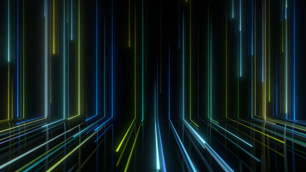 istock Light rays lines stripes neon color path glow. Futuristic animation for titles or logo.3D background colorful lines.3 2189337191