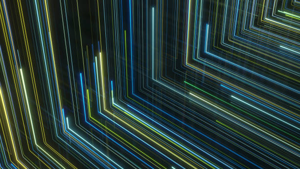 istock Light rays lines stripes neon color path glow. Futuristic animation for titles or logo.3D background colorful lines.5 2189337398