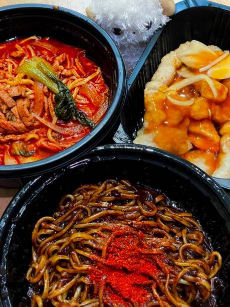 istock Jajangmyeon, a popular Korean dish featuring thick wheat noodles topped with a rich, savory black bean sauce made from chunjang, diced pork, and vegetables. Hearty and flavorful, it’s a comforting, satisfying meal. 2189339185