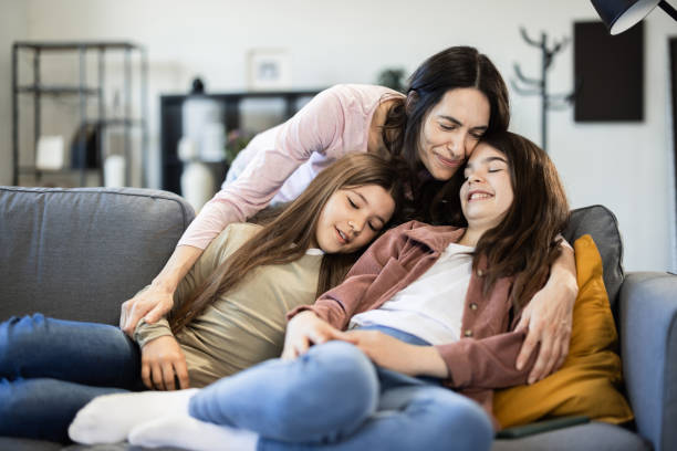Affectionate portrait of a mother with two daughters