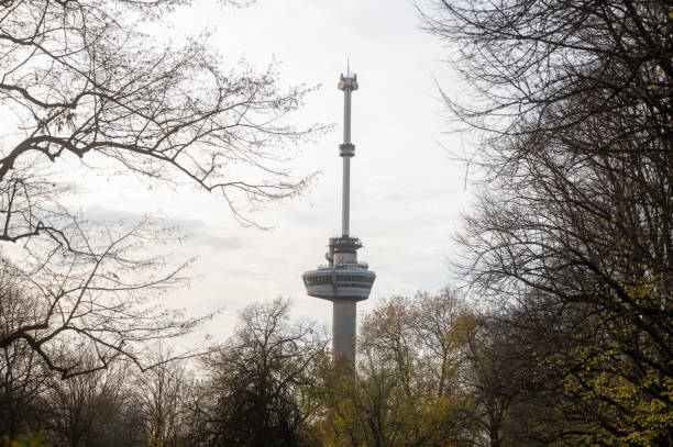 istock Euromast tower rising above bare trees in rotterdam, netherlands 2189358763
