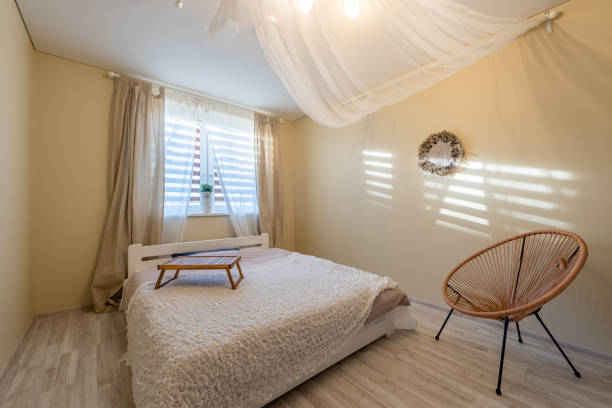 istock Cozy and Serene Scandinavian Style Home Bedroom Interior with Light Decor and Relaxing Atmosphere 2189362067