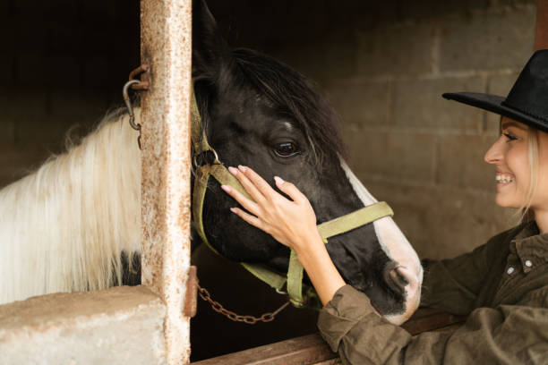 istock Gentle moment between a woman and her horse 2189363146