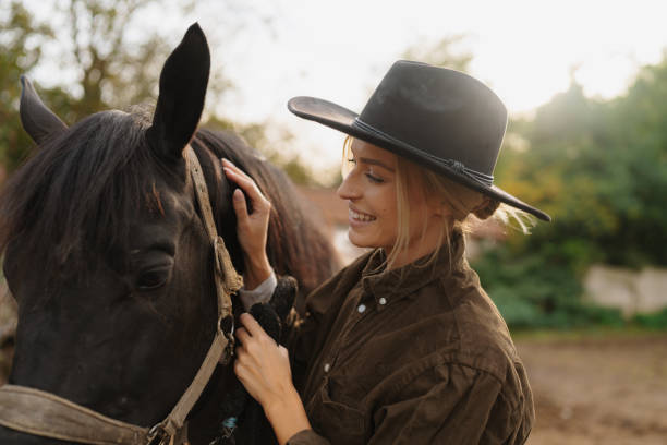 istock Gentle moment between a woman and her horse 2189363168
