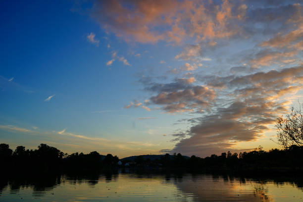 View over a lake in the evening on a summers day