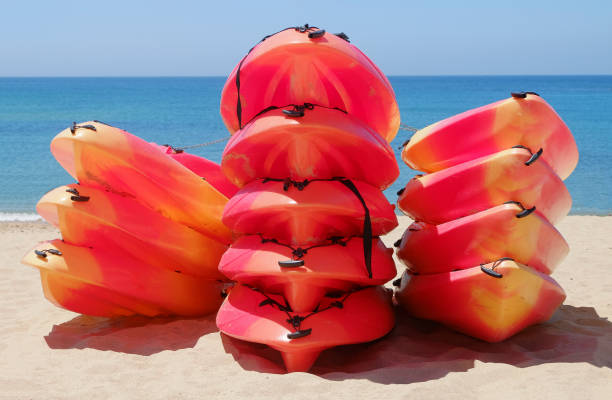 Summer holiday on the beach. Kayak hire.