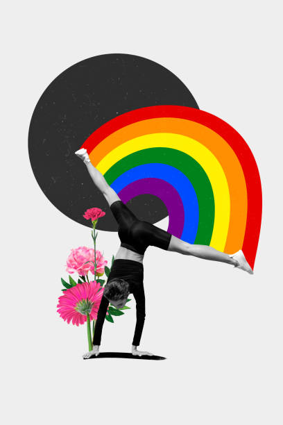 istock Creative vertical collage poster dancing gymnastics young attractive lady rainbow equal rights freedom blossom 2189376098