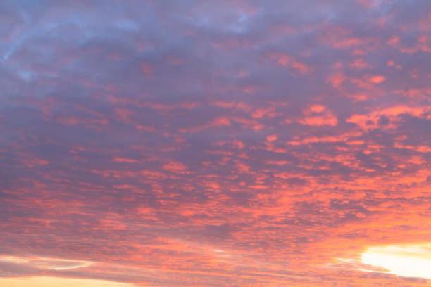 The sky transforms into a canvas of orange and pink hues as the sun sets behind a serene horizon, creating a peaceful atmosphere at dusk.