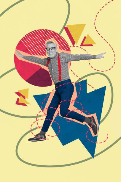 istock Placard advertisement for black friday collage illustration demonstrates jumping gentleman in suspenders isolated on yellow background 2189379017