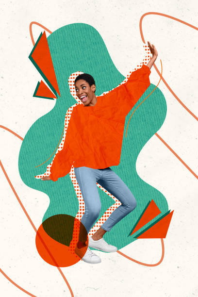 istock Vertical collage creative illustration happy beautiful young woman dance discotheque lifestyle nightclub hit music relax colorful figure 2189379402
