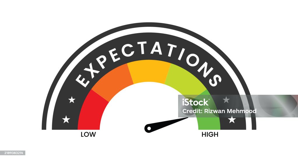 Expectations Level Meter Measuring Scale Speedometer Indicator Vector ...