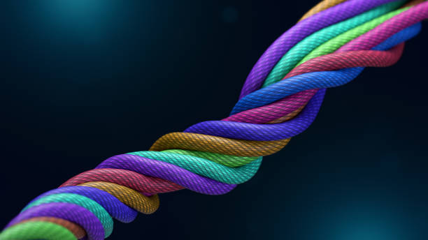istock Detailed 3D Rendering of Colorful Braided Rope 2189384702