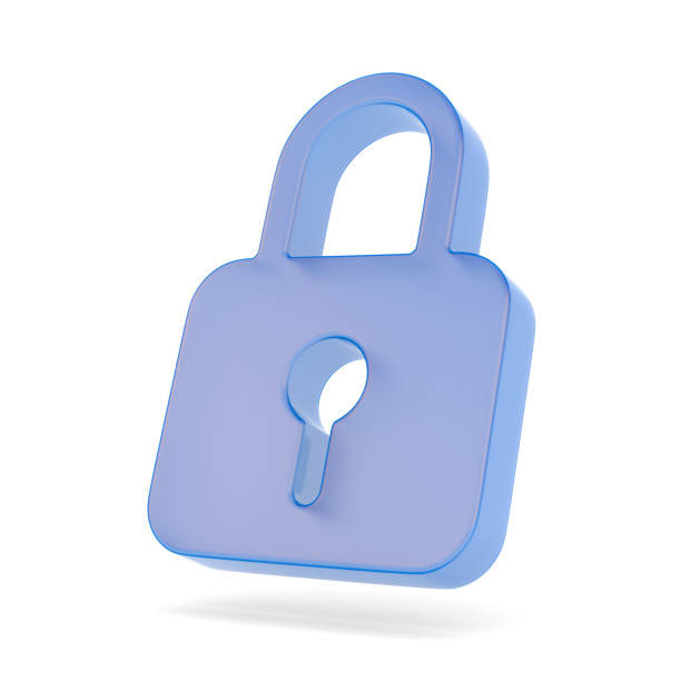 Glass lock on white background. Isolated 3D illustration