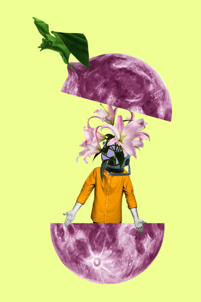 istock Collage picture artwork of unusual weird faceless guy inside full moon isolated on creative background 2189387868