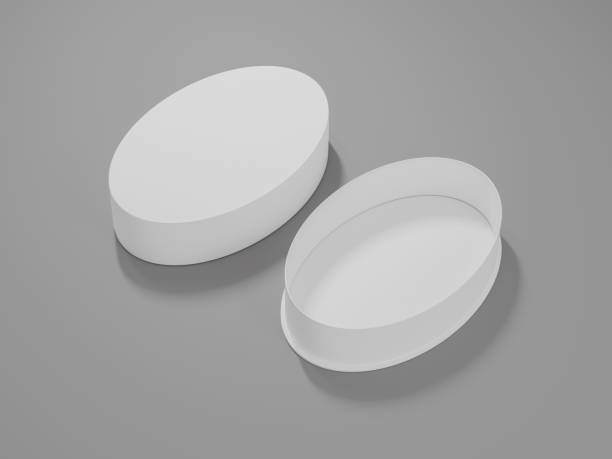 istock oval shape box mockup, open lid empty round box in perspective view, egg-shape rigid paper box, elliptical jewelry storage, ellipse cardboard container, ovoid packaging, ovate gift box, oval packaging 2189390856