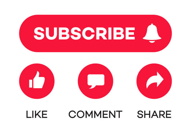stockillustraties, clipart, cartoons en iconen met like, comment, share, subscribe and notification bar - abonnement