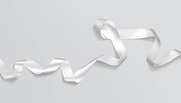istock Blank white satin ribbon mockup, isolated 2189397535