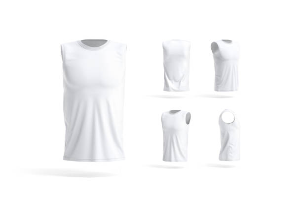 istock Blank white sleeveless shirt mockup, different views 2189398485