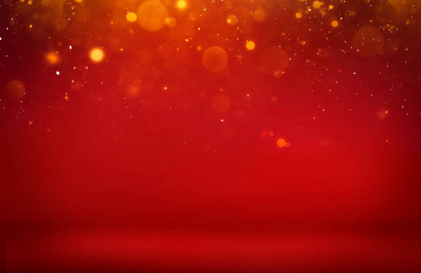 istock Red background with golden defocused lights and space for product presentation 2189399248