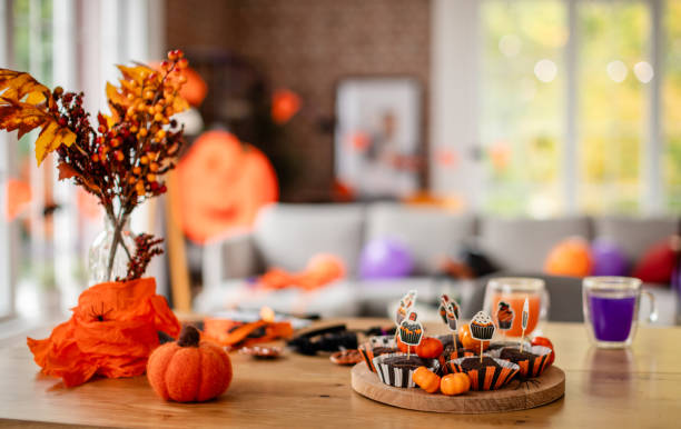 istock Festive Halloween Setting with Colorful Treats 2189399700