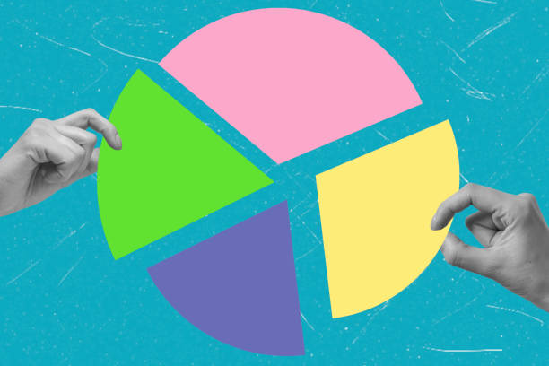 istock Modern art art collage featuring human hands symbolizes teamwork on a pie chart. 2189402919