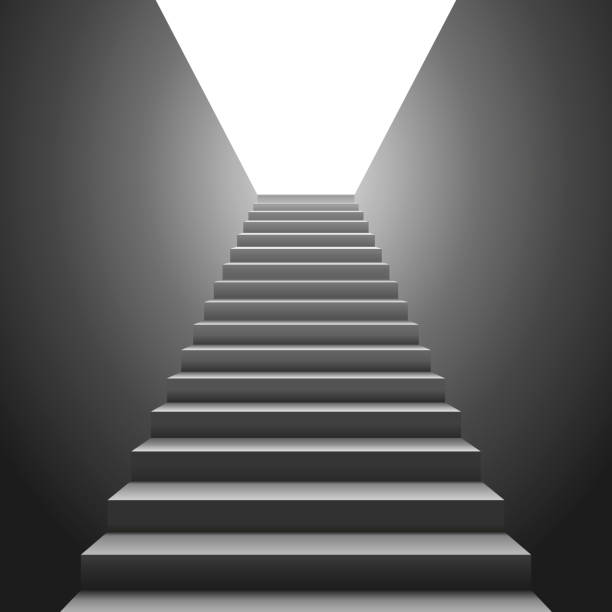 istock Vector realistic illustration of a stair leading up to a bright light. 2189403010