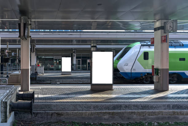 Blank posters or display for advertising at the train station in Milan.