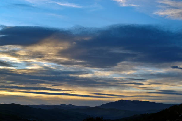 White clouds in the blue sky as a natural backdrop