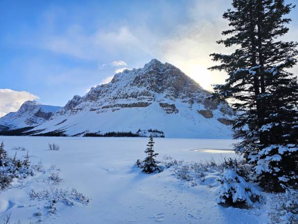 istock Bow Lake, Snow mountain 2189419575