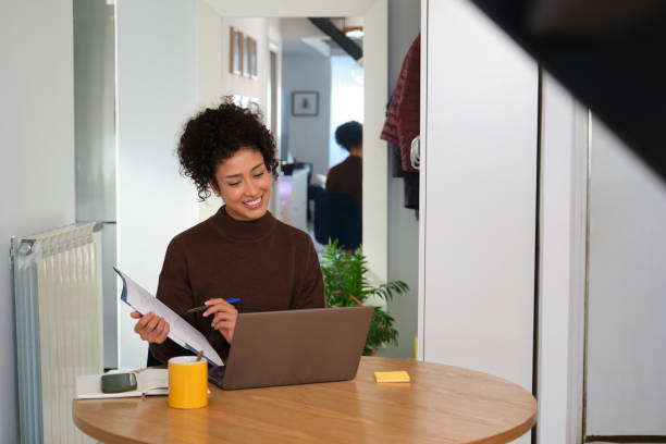 Young woman working from home having a video call