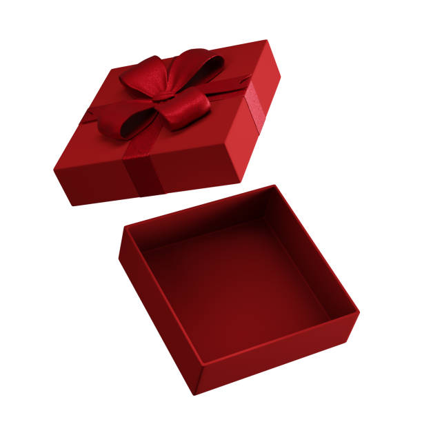 istock Empty gift box with red ribbon isolated on white background. 2189429354