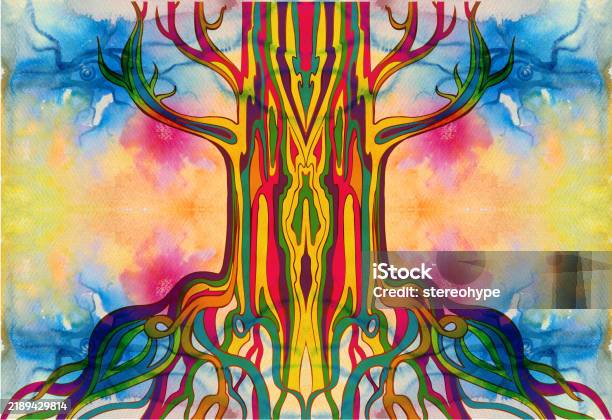 Psychedelic Tree Pattern Psychedelic Tree Stock Illustration - Download Image Now - 1960-1969 ...