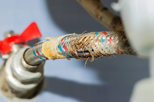 water hose to the mixer with a cracked and rusty braid. replacement is necessary.
