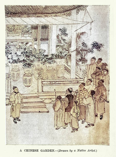 History of China, a Chinese Garden, Victorian 19th Century